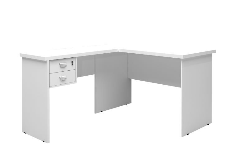 Mesa de Canto L Escrivaninha Office 2 Gavetas e Chave Taurus:branco