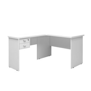 Mesa de Canto L Escrivaninha Office 2 Gavetas e Chave Taurus:branco