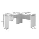 Ver imagem 3 de Mesa de Canto L Escrivaninha Office 2 Gavetas e Chave Taurus:branco