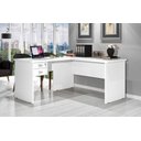 Ver imagem 2 de Mesa de Canto L Escrivaninha Office 2 Gavetas e Chave Taurus:branco