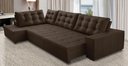 Ver imagem 1 de Sofá de Canto Retrátil e Reclinável com Molas 3,40x2,00 Esq Berlim Suede Marrom Mirra Decor