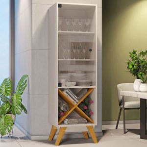 Cristaleira Graça 1 Porta de Vidro Off White/cinamomo - Jcm Móveis