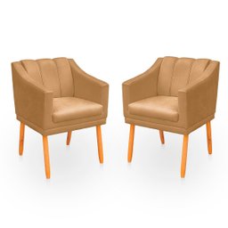 Kit com 2 Cadeiras Poltrona para Sala Moderna e Confortável Mila Suede - 1
