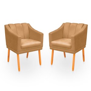Kit com 2 Cadeiras Poltrona para Sala Moderna e Confortável Mila Suede