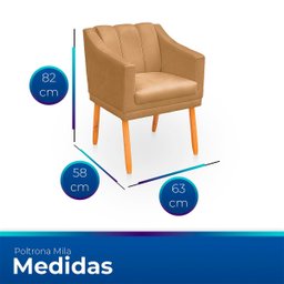 Kit com 2 Cadeiras Poltrona para Sala Moderna e Confortável Mila Suede - 7