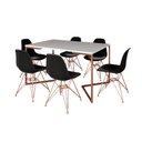 Ver imagem 2 de Mesa Jantar Industrial Retangular 137x90cm Branca Base V com 6 Cadeiras Eames Eiffel Pretas Base Cob