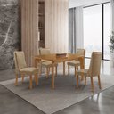 Ver imagem 3 de Mesa de Jantar Liz Carolina 120cm Tampo MDF Laminado Canto Copo com 4 Cadeiras