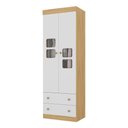 Ver imagem 2 de Guarda-roupa Infantil 62cm 2 Portas com Vidro e 2 Gavetas Brisa Multimóveis Mp4424 Madeirado/branco