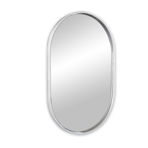 Espelho Oval com Moldura Preta 80x50 Cinza Prata