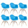 KIT - 6 x cadeiras Charles Eames Eiffel DAW com braços - Base de madeira clara - Azul céu - 1