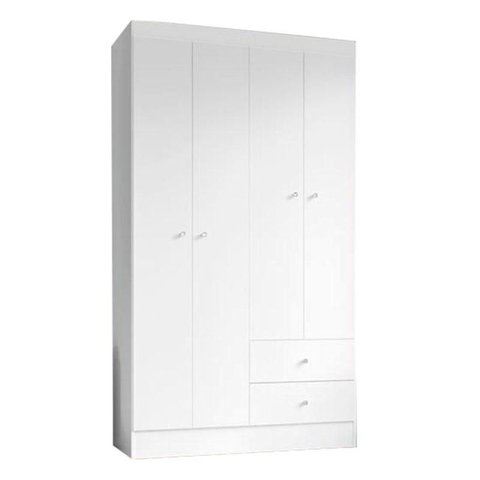 Guarda Roupa Solteiro Versa 4 Portas Branco Rosa Flex Fosco - Kits Paraná