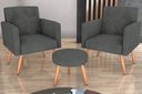 Ver imagem 1 de Kit 2 Poltronas + Puff Dallas Suede Cinza B250 - Matrix