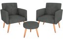 Ver imagem 2 de Kit 2 Poltronas + Puff Dallas Suede Cinza B250 - Matrix