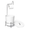 SUPORTE / PORTA PAPEL HIGIENICO DE CHAO ARAMADO COM LIXEIRA BRANCA 23X61X23CM - 1