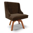 Ver imagem 1 de Cadeira Estofada para Sala de Jantar Base Giratória de Madeira Lia Suede Marrom - Ibiza