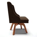 Ver imagem 4 de Cadeira Estofada para Sala de Jantar Base Giratória de Madeira Lia Suede Marrom - Ibiza