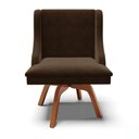 Ver imagem 2 de Cadeira Estofada para Sala de Jantar Base Giratória de Madeira Lia Suede Marrom - Ibiza