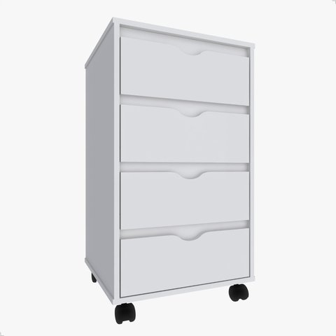 Gaveteiro Mdf para Escritório 4 Gavetas Movlar - Mod.0701:branco