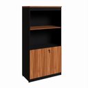 Ver imagem 2 de Estante Armário 160cm para Escritório com 2 Portas Puxadores Cava Corporate F5 Preto/Nogal