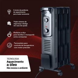 Aquecedor Elétrico a Óleo EOS Comfort Heat EAQ02O 1500W Preto 220V - 4