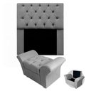 Ver imagem 1 de Kit Cabeceira Mirage + Calçadeira Baú Veneza Solteiro 90cm Suede - Ecotec Decor:Cinza