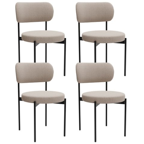 Kit 04 Cadeiras Estofadas para Sala de Jantar Louvre L02 Bouclê Creme - Lyam Decor