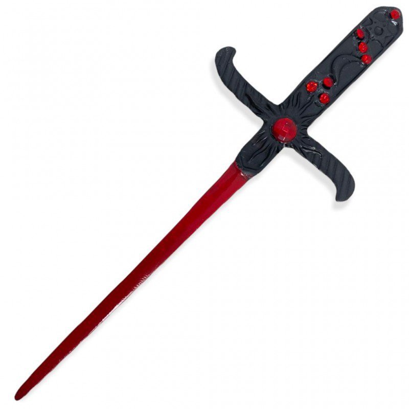 Adaga Cigana Metal Negro e Vermelho com Pedra Vermelha 19cm - 4