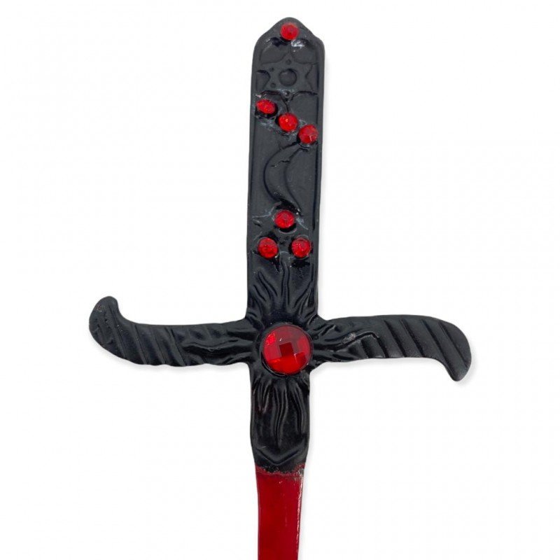 Adaga Cigana Metal Negro e Vermelho com Pedra Vermelha 19cm - 2