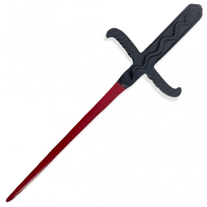 Adaga Cigana Metal Negro e Vermelho com Pedra Vermelha 19cm - 3