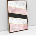 Ver imagem 1 de Quadro Decorativo em Canvas Geométrico Mármore Rosa, Branco e Preto TaColado Moldura Flutuante 4,5cm