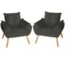 Ver imagem 1 de Kit 2 Poltronas Decorativas Opala Suede Cinza MV Estofados