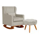 Ver imagem 1 de Kit Poltrona e Puff Aurora Balanço Suede Bege - Fm