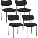 Ver imagem 1 de Kit 04 Cadeiras Decorativa Estofada para Sala de Jantar Melina Base Arena L02 Bouclê Preto - Lyam de