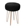 Puff Banqueta de Crochê Tricô Preto Redondo com Base Metálica Dourada Rose Gold - 1