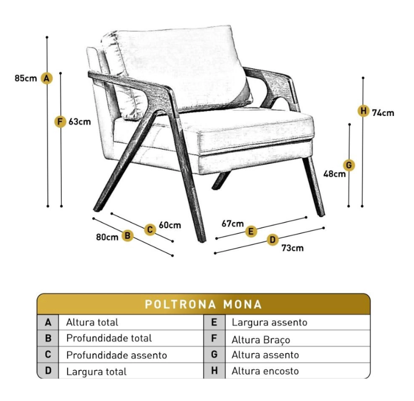 Poltrona Decorativa Mona Luxo - Veludo Bege Claro - 3