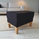 Ver imagem 1 de Puff Beny, Linho, Base e Pés de Madeira.