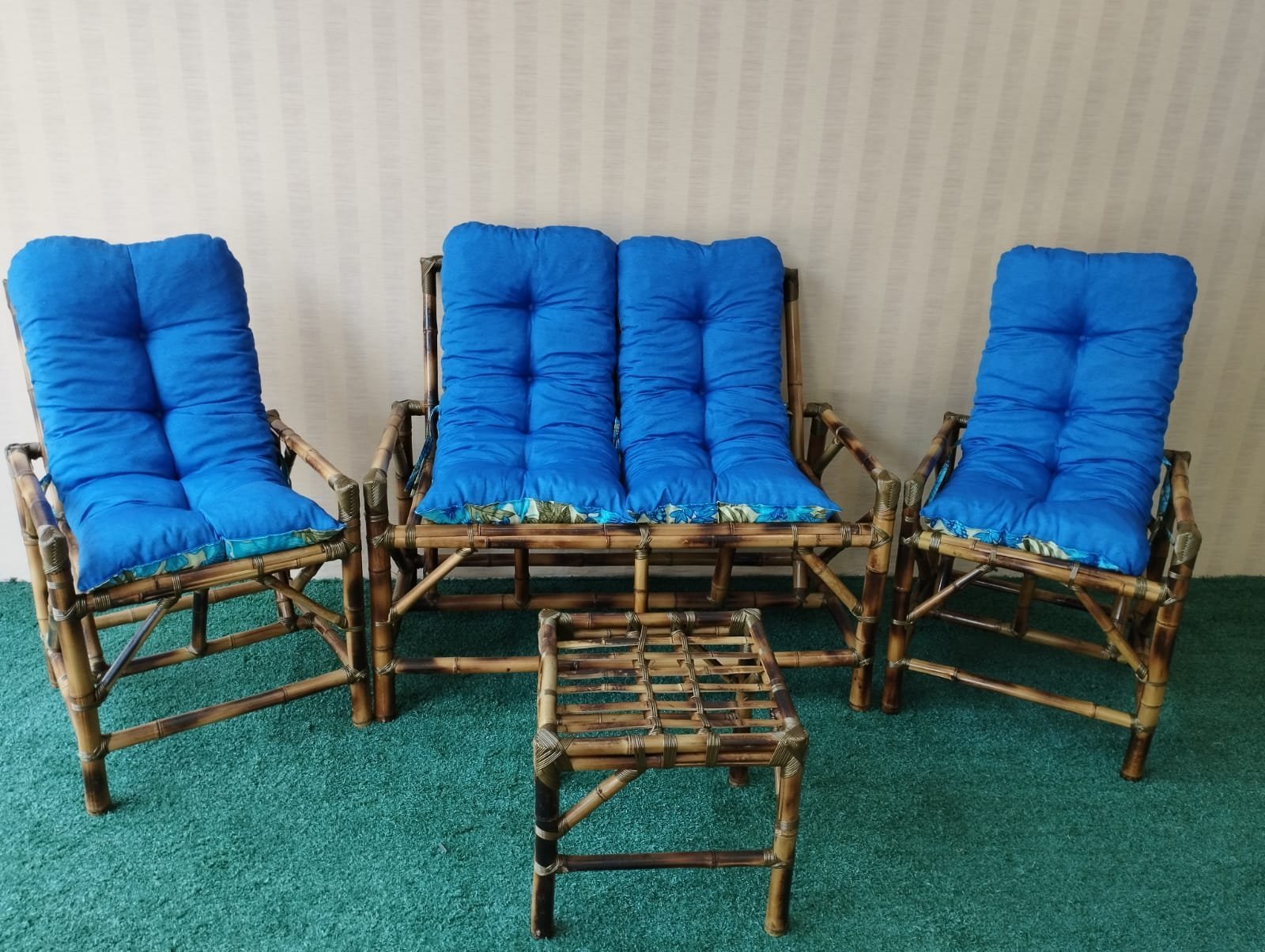 Conjunto De Sofá De Bambu Cadeiras Poltronas Móveis D Jardim - 4