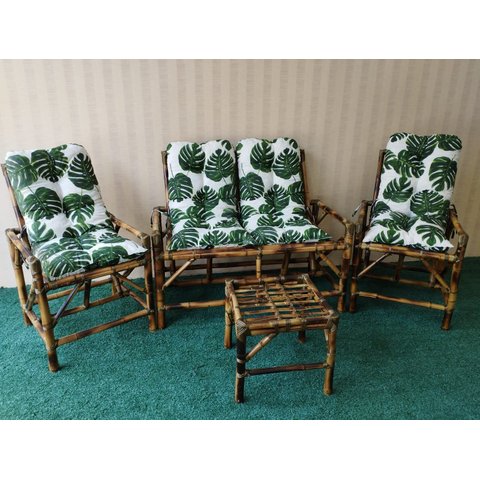 Conjunto De Sofá De Bambu Cadeiras Poltronas Móveis D Jardim