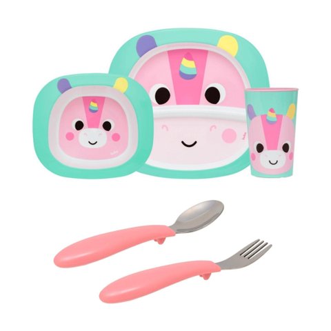 Kit Refeição Infantil Unicórnio + Talheres Buba