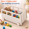 Baú Ônibus Montessori Infantil com Rodinhas – Organizador de Brinquedos Criativo - 1
