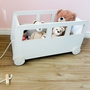 Baú Ônibus Infantil com Rodinhas – Organizador de Brinquedos Criativo