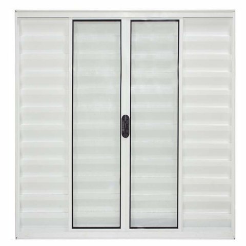 Janela de Alumínio Branco Veneziana de Correr 6 Folhas Sem Grade CMC Modular - 2.00 (L) X 1.00 (A)