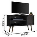 Ver imagem 3 de Rack Retro Com Pes Palito Para TV Até 42 Polegadas 1 Porta Jade Preto Fosco