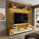 Ver imagem 1 de Painel Ripado com LED London 222cm e Rack Loop com Rodízios TV 70 Polegadas