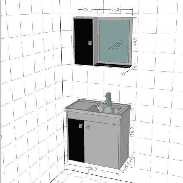 Gabinete para Banheiro com Cuba e Espelheira Munique Móveis Bechara - 3