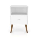 Ver imagem 2 de Mesa de Cabeceira Sala Escritório Retro com 01 Gaveta Prateleira Pés Palito em Madeira Mb2014 Branco