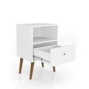 Ver imagem 6 de Mesa de Cabeceira Sala Escritório Retro com 01 Gaveta Prateleira Pés Palito em Madeira Mb2014 Branco