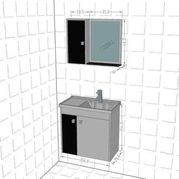 Gabinete para Banheiro com Cuba e Espelheira Munique Móveis Bechara - 3