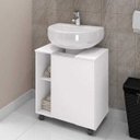 Ver imagem 1 de Gabinete Armário de Coluna Banheiro 1 Porta Prateleira Organizadora Pequin Branco