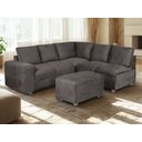 Ver imagem 1 de Sofa de Canto Sandero 5 Lugares e Puff Bom Descanso Veludinho Cinza